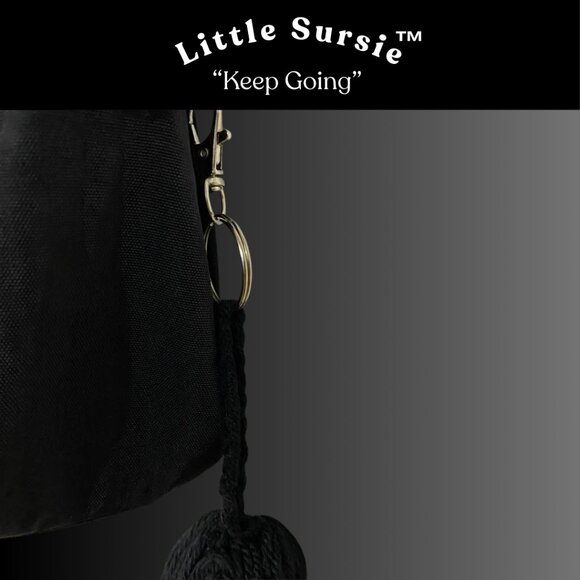 Handmade Crocheted Cotton Semicolon Amigurumi Purse Charm, Phone Charm, Keychain - Picture 6 of 9